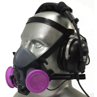 Tiger 5500 Headset Adjustable Half Respirator Filter Mask with Headband & Communications