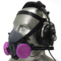 Tiger 5500 Headset Adjustable Half Respirator Filter Mask with Headband - P100 Filters & Communications