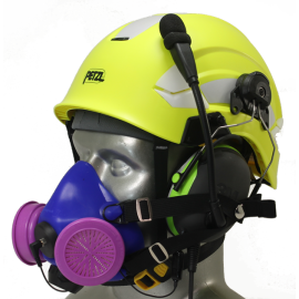 Tiger 8500 Helmet Mounted Headset Snap On Half Respirator Filter Mask - P100 Filters & Communications