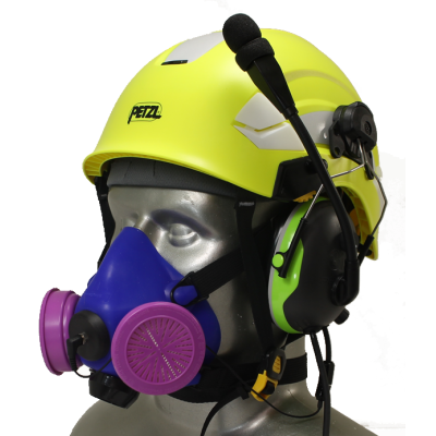 Tiger 8500 Helmet Mounted Headset Adjustable Half Respirator Filter Mask with Headband & Communications