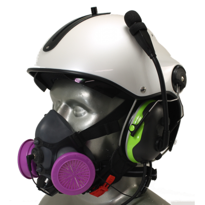 Tiger 5500 Helmet Mounted Headset Adjustable Half Respirator Filter Mask with Headband & Communications