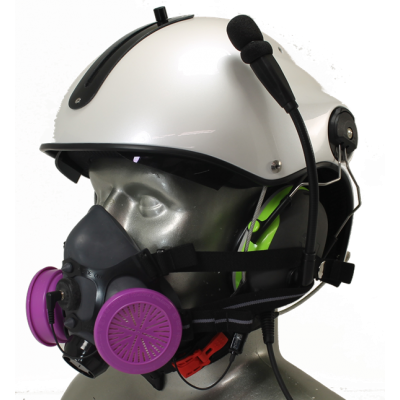 Tiger 5500 Helmet Mounted Headset Snap On Half Respirator Filter Mask & Communications