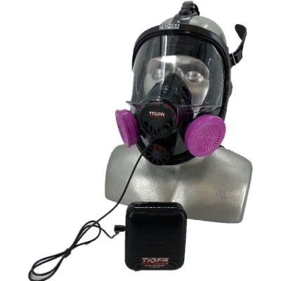 Honeywell 7600 Full Facepiece Respirator Filter Mask with Headband - Shown with Voice Amplifier