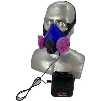 Honeywell RU8500 Half Respirator Filter Mask Kit with Adjustable Headband - Shown with Voice Amplifier