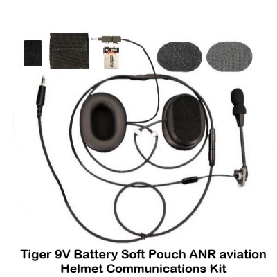 Tiger ANR Helmet Communications (with Helmet Mounted Soft Battery Pouch)