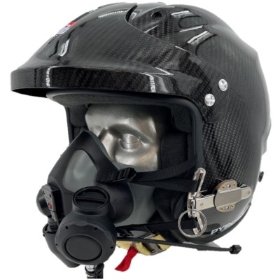 Pyrotect Pro Airflow Marine Open Face Carbon Fiber  Helmet with Tiger Communications (for non Tiger mask use)