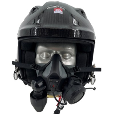 Pyrotect Pro Airflow Marine Open Face Carbon Fiber  Helmet with Tiger Communications (for non Tiger mask use)