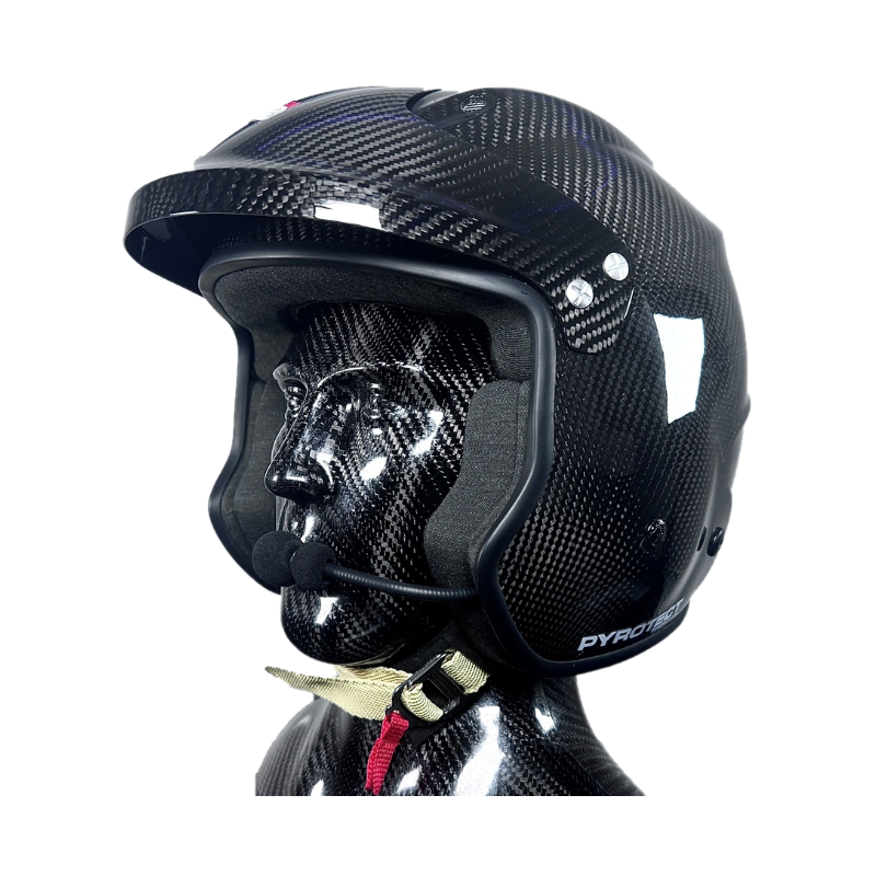 Pyrotect Pro Airflow Marine Open Face Carbon Fiber Helmet with Tiger Communications (for Tiger mask use)