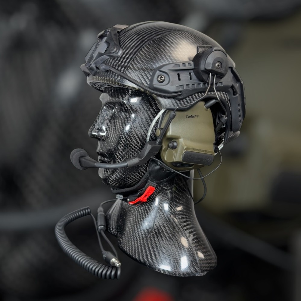 Icaro Carbon X Tactical Helmet with PNR Comms | Helicopter Helmets Icaro Carbon X Tactical Helmet with PNR Comms | Helicopter Helmets