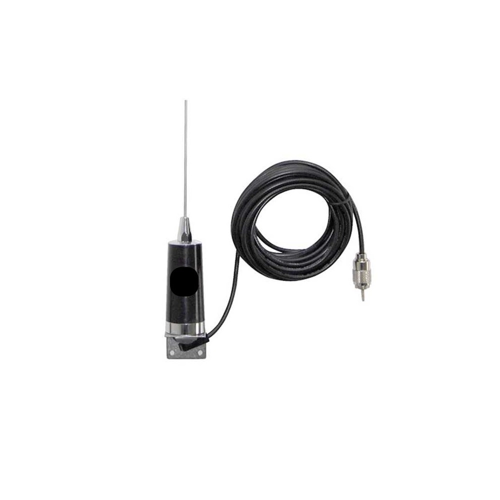 35” UHF Stainless Steel Wire Whip 5/8 Wave Antenna - 5.5Db with 17’ Cable and Angle Bracket